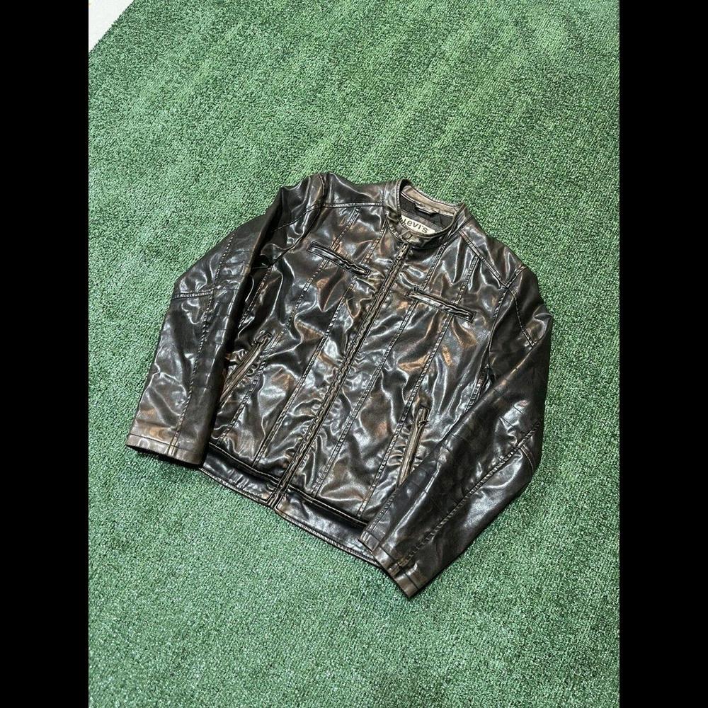 Levis Distressed Genuine Leather Vintage Motorcycle Jacket Size M